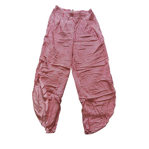 XIX Palms Hawaiian Red & White Striped Set Pants Shirt Women's Size Medium - Picture 3 of 7